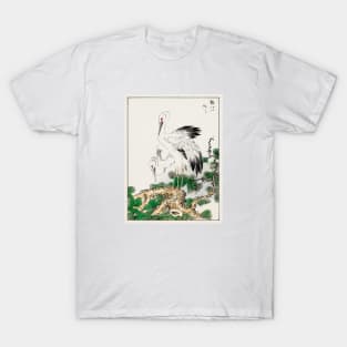 Japanese Stork and Pine Tree woodblock print T-Shirt